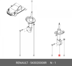 амортизатор передний газовый!\ Renault Megane 08> 543020008R RENAULT
