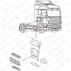 накладка подножки !правая (прямой угол) \SCANIA P/R-Series CR/CP/CT SCR238 COVIND