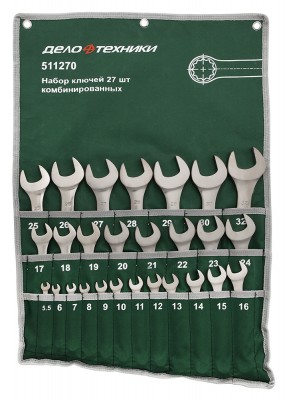 Набор ключей комбинир 27пр 5,5-32 мм (планшет тетрон) /ДЕЛО ТЕХНИКИ/ 511270 DELO TEHNICI