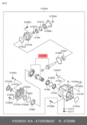 Пара главная HYUNDAI ix35 (10-) KIA Sportage (10-) (TCI) коробки раздаточной OE 473393B600 HYUNDAI KIA