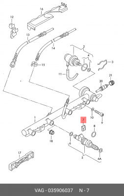 035906037 Зажим топливной форсунки / AUDI, SEAT, SKODA, VW 035 906 037 VAG
