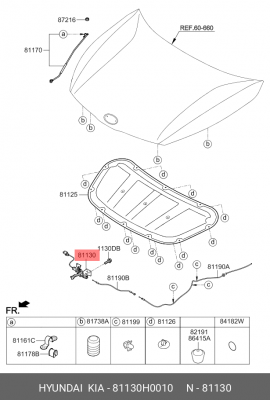 Замок капота KIA Rio (17-) OE 81130H0010 HYUNDAI KIA