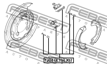 К-кт монтажный барабанных колодок HYUNDAI IX35 2009-2013 1204-IX35R-KIT 1204-IX35R-KIT FEBEST