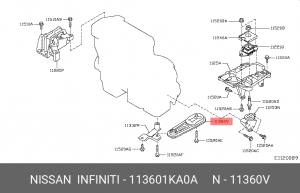 опора двигателя левая!\ Nissan Juke/Tiida 10> 11360-1KA0A NISSAN