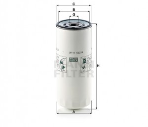 Фильтр масляный VOLVO F7,FH12,FH16 RENAULT (на 15000км) MANN W11102/36 MANN FILTER