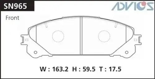 КОЛОДКИ ТОРМОЗНЫЕ FR RX350 2009 0446548150 SN965 ADVICS