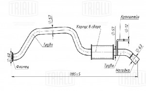 Глушитель SsangYong Rexton (06-) 2.7d осн. (алюм. сталь) (EMM 0362) EMM 0362 TRIALLI