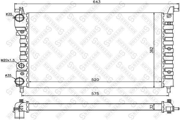 радиатор системы охлаждения!\ Fiat Palio Weekend 1.2-1.4i 8V 98> 10-25734-SX STELLOX