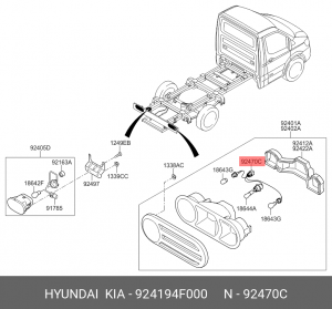 Проводка HYUNDAI Porter 2 жгут проводов фонарей задних (внутренняя) OE 924194F000 HYUNDAI KIA