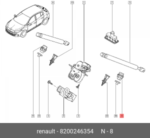 8200246354 RENAULT Упор (отбойник) багажника Megane 3 2009>, Fluence 2010>,Duste 8200246354 RENAULT