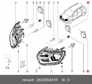 заглушка фары передней внутренняя!\ Renault Duster 260290441R RENAULT