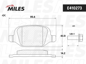Колодки тормозные задние (Смесь Low-Metallic) CITROEN NEMO/FIAT FIORINO/PANDA 04 E410273 MILES