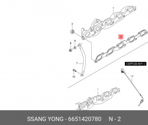 Прокладка коллектора SSANGYONG Kyron (05-),Rexton (03-) (D27) выпускного OE 6651420780 SSANG YONG