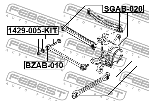Сайлентблок тяги задней SGAB-020 SGAB-020 FEBEST