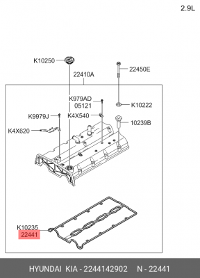 прокладка клапанной крышки!\ Hyundai H100 97>/Galloper 00-03/H-1 01>/Terracan 01 2244142902 HYUNDAI