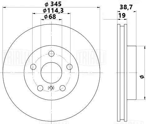 Диск торм. Ford Explorer (10-) зад. d=345 (DF 106211) DF 106211 TRIALLI