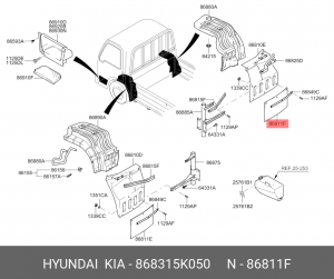 Брызговик HYUNDAI HD65,72,78 дв.D4AL/DB/DD/GA передний правый OE 868315K050 HYUNDAI KIA