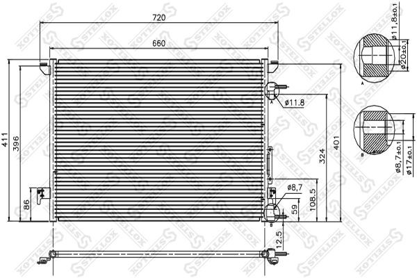 AVA OLA5333=OL5333=BH7402507=VL817647[1850076]!радиатор конд.\Opel Vectra C 1.6- 10-45031-SX STELLOX