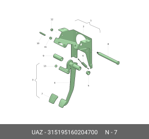 Накладка педали УАЗ-315195 сцепления и тормоза (ОАО УАЗ) 315195160204700 UAZ UAZ