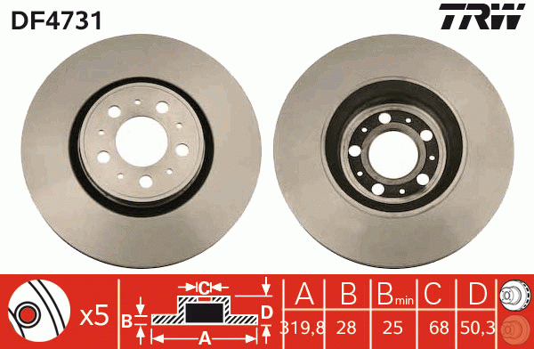 VOLVO V70 (2001>) " 17" 320x28mm" DF4731 TRW