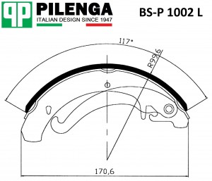 Колодки тормозные барабанные со скобами ручника ВАЗ 2108-2112 BS-P1002L BSP1002L PILENGA