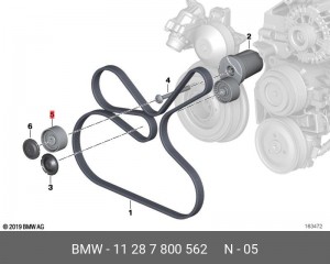 ролик обводной!\ BMW E60/E61/E81/E82/E87/E88/E90/E91 1.8-2.3D 07> 11 28 7 800 562 BMW