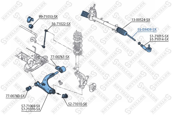 тяга рулевая!\ Ford Fiesta, Mazda 2 all 01> 55-03408-SX STELLOX