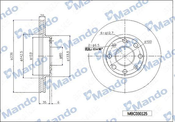 PEUGEOT 307 (2001-2007)/CITROEN C5 (2001-2005) ДИАМЕТР 283ММ MBC030128 MANDO