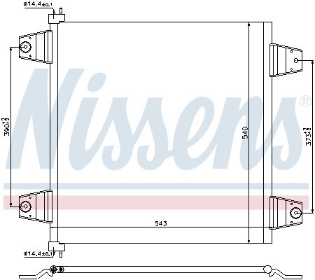 радиатор кондиционера! конденсер Aluminium/Aluminium 543x540x16 \DAF XF105 (05-> 940031 NISSENS