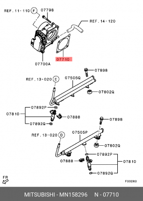 ПРОКЛАДКА КОРПУСА ДРОССЕЛЬНОЙ ЗАСЛОНКИ MN158296 MN158296 MITSUBISHI
