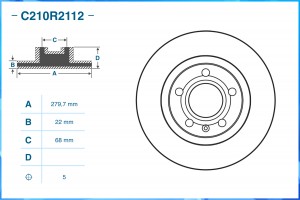 Тормозной диск передний C210R2112 C210R2112 CWORKS