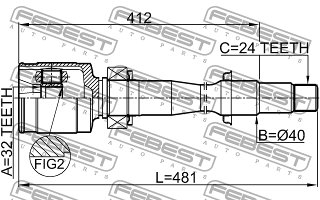 ШРУС внутр правый TOYOTA CAMRY/HYBRID V50 2011.08- [EU] 0111-ASV50RH 0111-ASV50RH FEBEST