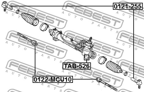 Сайлентблок рейки рулевой TOYOTA HARRIER ACU15/SXU15/MCU15 4WD (1997-2003) TAB-5 TAB-526 FEBEST