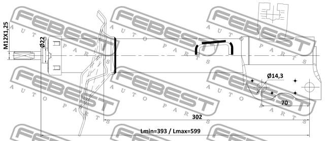 Амортизатор задний левый GAS.TWIN TUBE 02110-005RL FEBEST