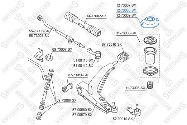 опора амортизатора переднего левого! VIN: 439640>\ Daewoo Lanos 97> 12-73008-SX STELLOX
