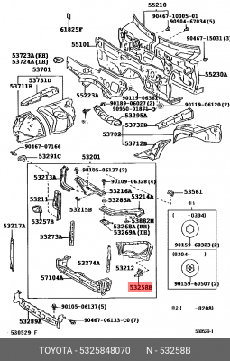 КРОНШТЕЙН 53257-48070 53258-48070 TOYOTA