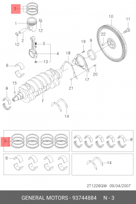 93744884 КОЛЬЦА ПОРШНЕВЫЕx 93744884 CHEVROLET