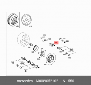 Датчик измерения давления в шине 0009052102 A0009052102 MERCEDES BENZ