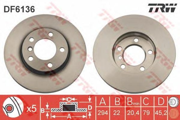 Диск тормозной передний MINI COUNTRYMAN R60 (294мм) DF6136 DF6136 TRW