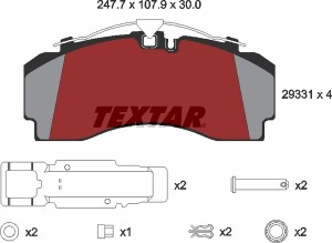 2933101 колодки дисковые! Pro Tec S, WVA29331 с р/к, под датчик, 247.3x109.5x30\ 2933101 TEXTAR