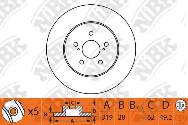 Диск тормозной TOYOTA LC J100 4.2-4.7 00-05/LEXUS LX470 02-07 задний RN1219 RN1219 NIBK