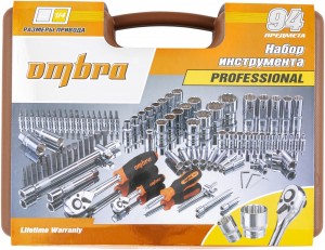 набор инструмента ! 94 предмета 1/4' и 1/2'DR головки 12 граней\ OMT94S12 OMBRA