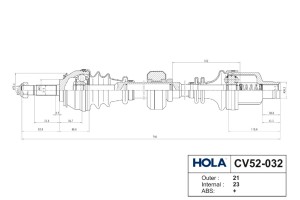 Вал приводной в сборе передний правый CV52-032 HOLA