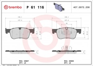 P61116 колодки дисковые передние!\ Citroen Picasso/Grand Picasso 1.6/2.0i/HDi 13 P61116 BREMBO