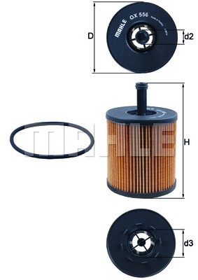 Фильтр масляный VW Phaeton,Touareg (02-) (5.0) MAHLE OX556D MAHLE KNECHT