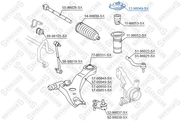 опора амортизатора переднего!\ Toyota Camry ACV3#/MCV30 01> 12-98049-SX STELLOX