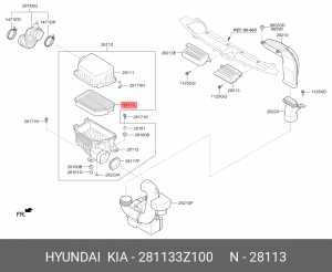 Фильтр воздушный HYUNDAI i40 (11-) OE 281133Z100 HYUNDAI KIA