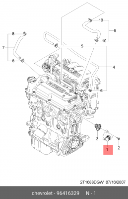 Корпус CHEVROLET Aveo(1.2) термостата OE 96416329 GENERAL MOTORS