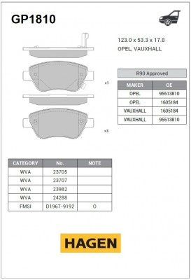 Колодки тормозные дисковые OPEL CORSA D 06- (D1967)  GP1810 GP1810 SANGSIN