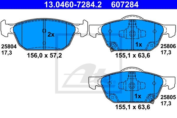 13.0460-7284.2 колодки дисковые передние!\Honda Accord 08> 13.0460-7284.2 ATE